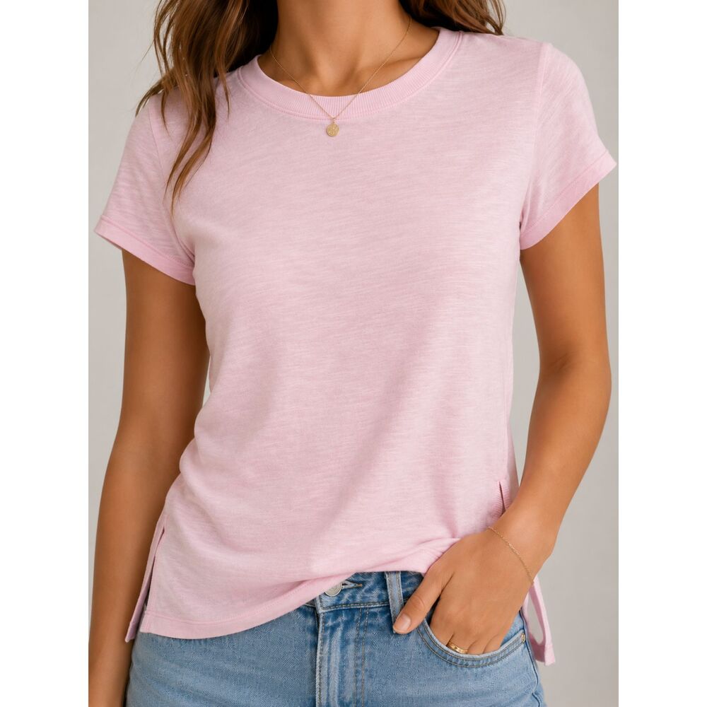 GAIAM Light Pink Activewear Tee Shirt Short Sleeve Side Slit Workout Top XS